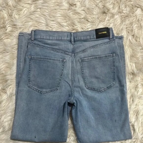 Express Women’s Blue Denim Jeans Straight Ankle High Rise size 4R - Picture 8 of 10